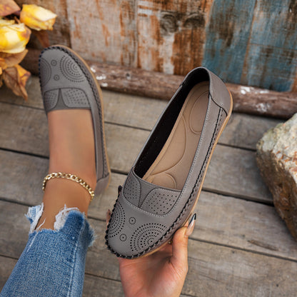 Women's Orthopedic Leather Shoes – Lightweight, Breathable & Anti-Slip Casual Flats for Spring & Autumn