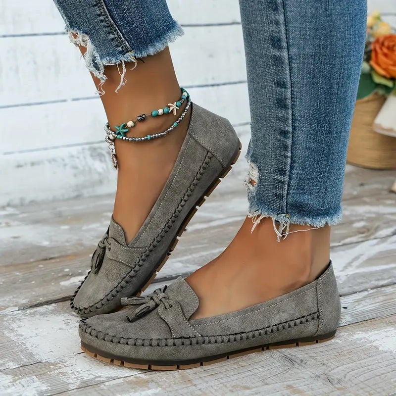 Solid Color Flat Shoes, Lightweight, Anti-Slip, Breathable, Orthopedic, Casual, Plain Toe For Women