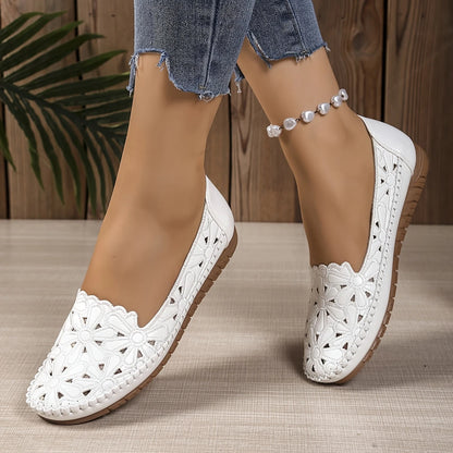 Women's Slip-On Flats – Cut-Out Lace Design, Lightweight, All-Season Comfort