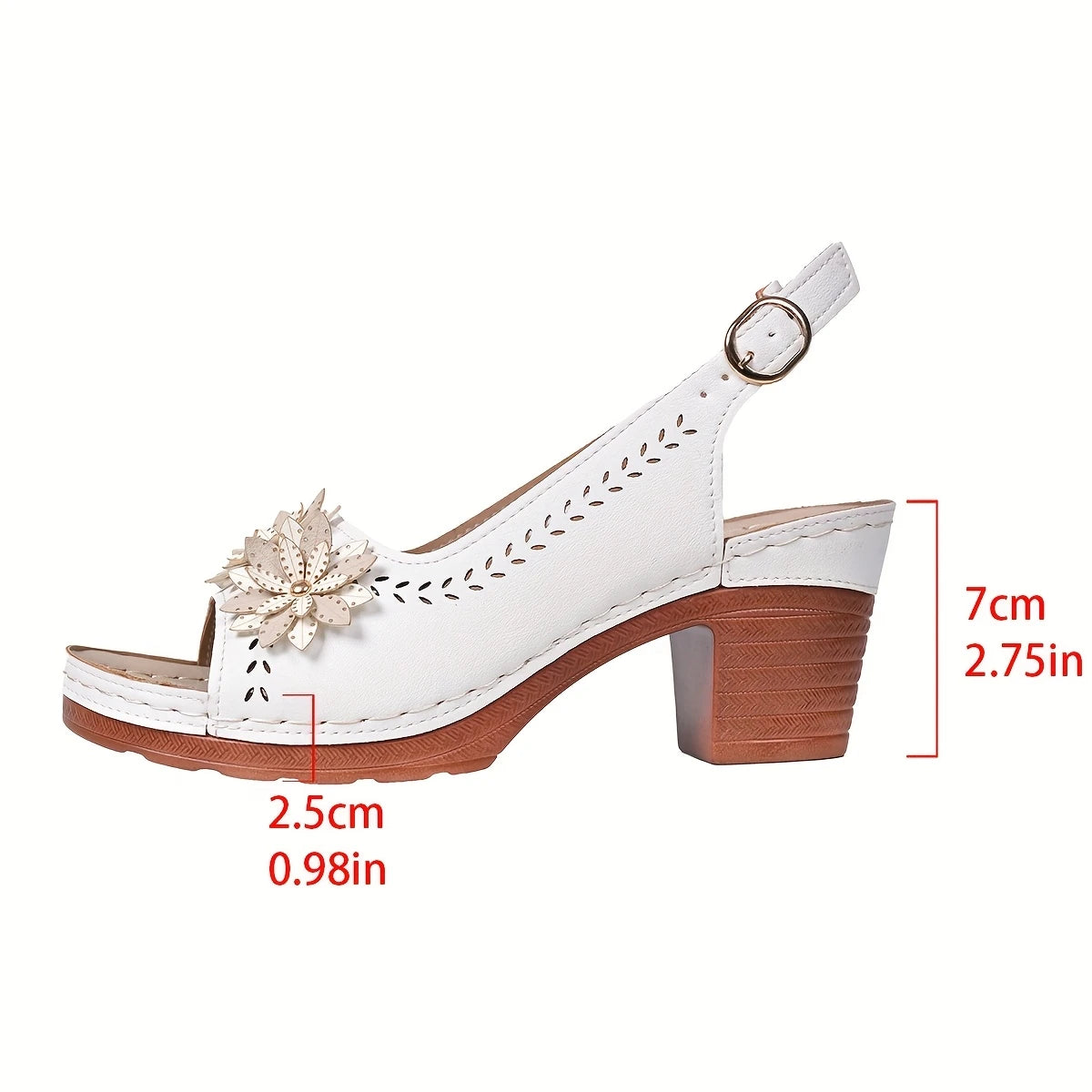 Women’s Wedge Sandals – Open Toe, Buckle Strap, High Block Heel, Casual All-Season