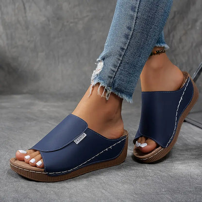 Comfortable Arch Support Slides - Women's Solid Color Sandals - Breathable
