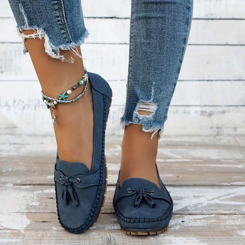 Solid Color Flat Shoes, Lightweight, Anti-Slip, Breathable, Orthopedic, Casual, Plain Toe For Women