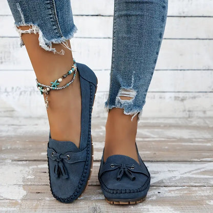 Solid Color Flat Shoes, Lightweight, Anti-Slip, Breathable, Orthopedic, Casual, Plain Toe For Women