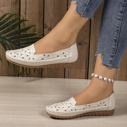 Women's Slip-On Flats – Cut-Out Lace Design, Lightweight, All-Season Comfort