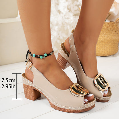 🔥Best Seller-Last Day Sale 50% OFF🔥 Women's Trendy Chunky Heel Sandals with Buckle Strap