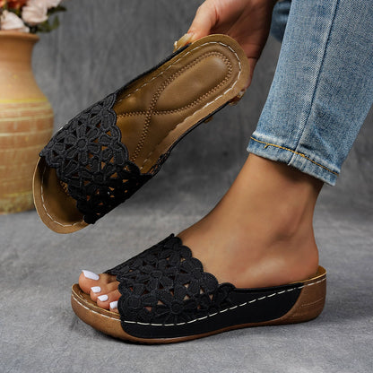 Women's Orthopedic Wedge Sandals with Floral Straps