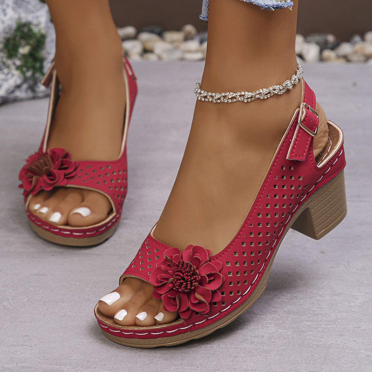 🔥Best Seller-Last Day Sale 50% OFF🔥 Buckled Square Heel Sandals for Women