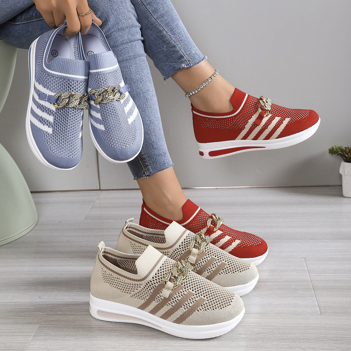 Women's Mesh Slip-Ons – Ergonomic, Non-Slip, Plus Size