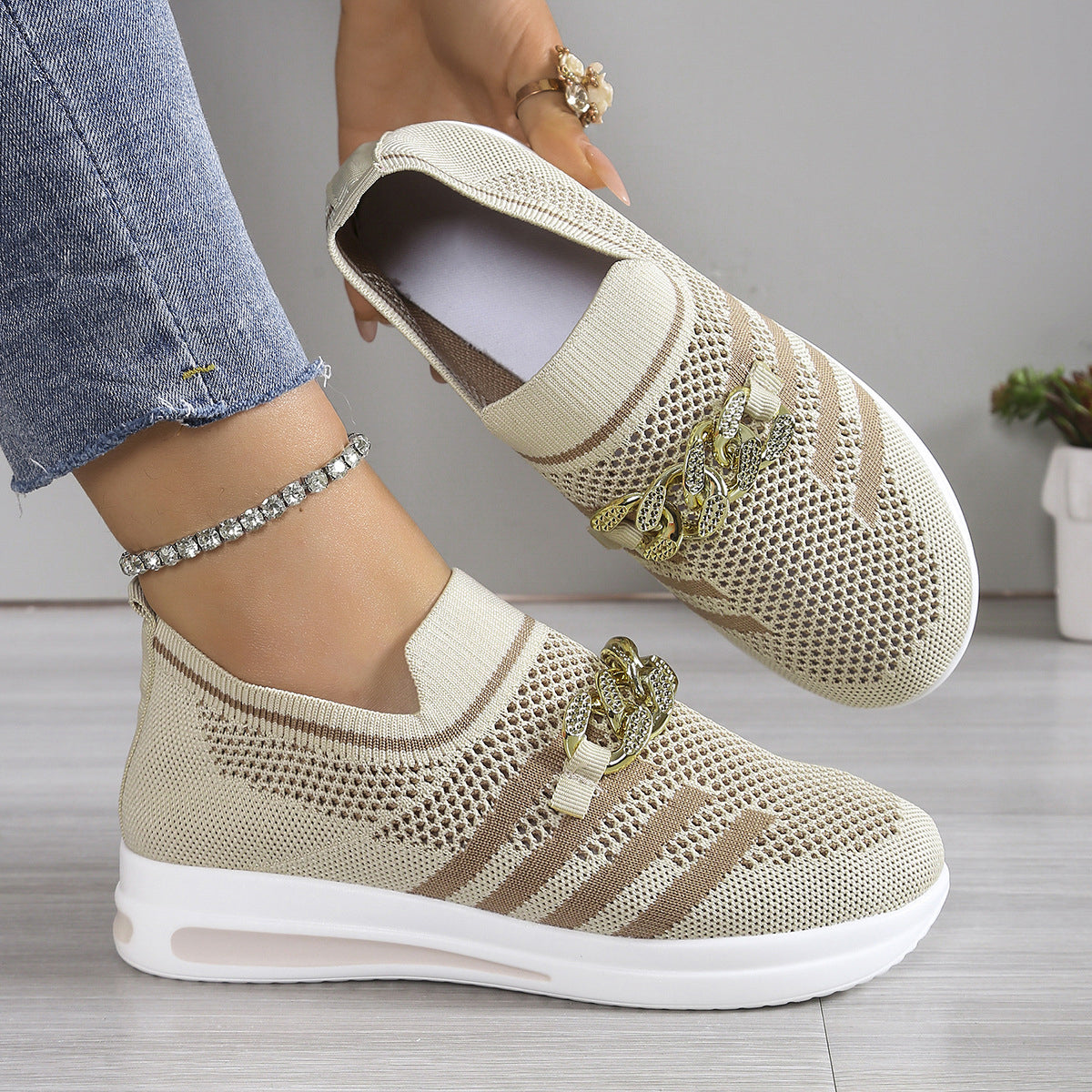 Women's Mesh Slip-Ons – Ergonomic, Non-Slip, Plus Size