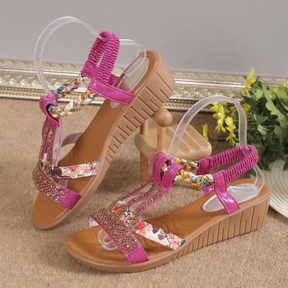 Women's Rhinestone Decor Wedge Sandals | Comfortable and Anti-slip