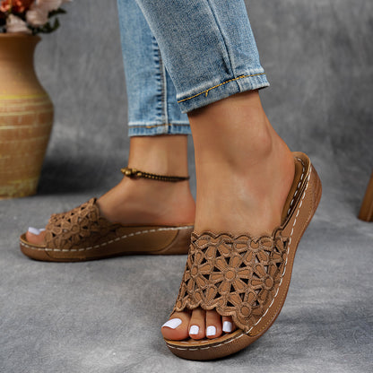 Women's Orthopedic Wedge Sandals with Floral Straps