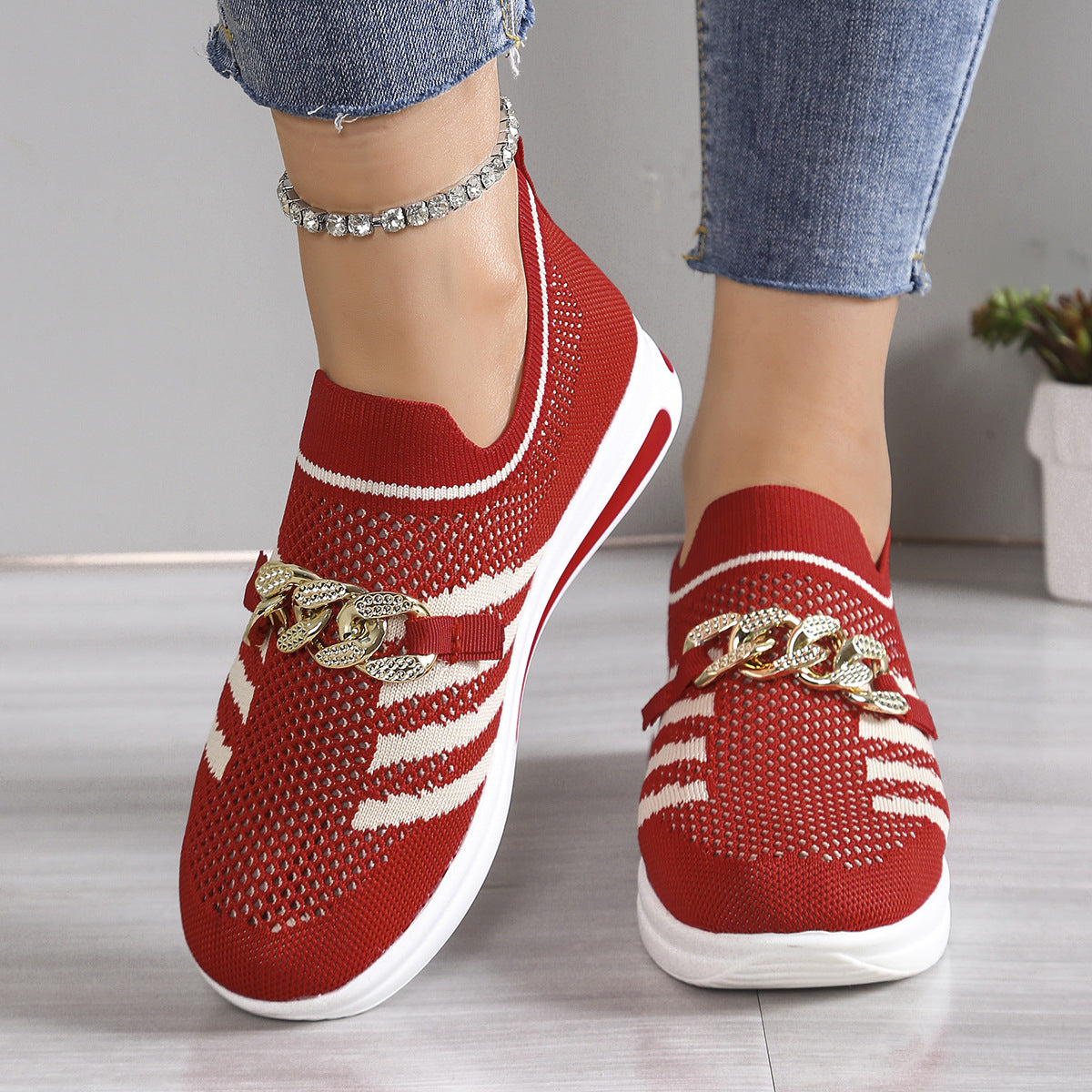 Women's Mesh Slip-Ons – Ergonomic, Non-Slip, Plus Size