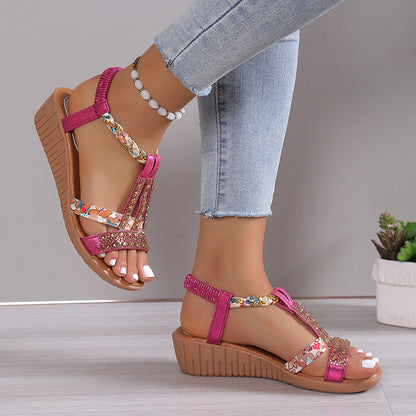Women's Rhinestone Decor Wedge Sandals | Comfortable and Anti-slip