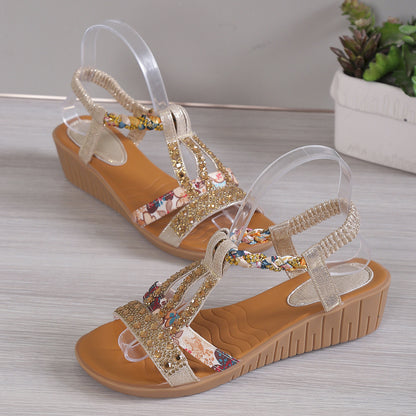 Women's Rhinestone Decor Wedge Sandals | Comfortable and Anti-slip