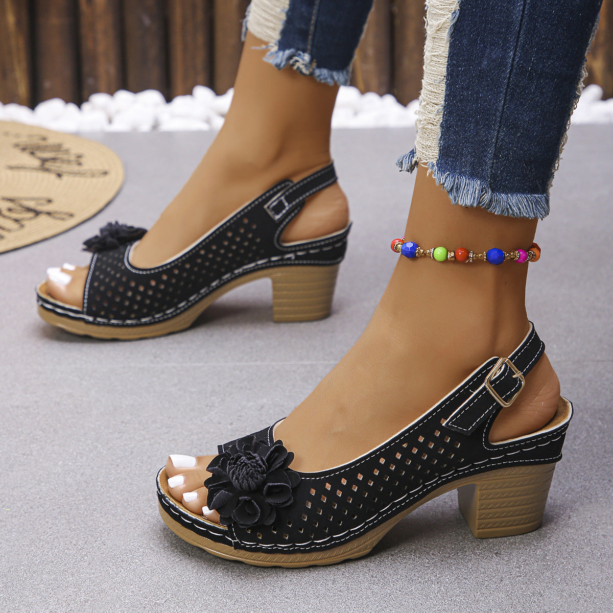 🔥Best Seller-Last Day Sale 50% OFF🔥 Buckled Square Heel Sandals for Women