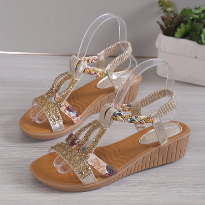 Women's Rhinestone Decor Wedge Sandals | Comfortable and Anti-slip