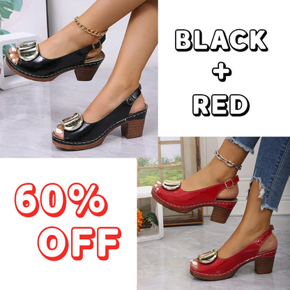 🔥Best Seller-Last Day Sale 50% OFF🔥 Women's Trendy Chunky Heel Sandals with Buckle Strap