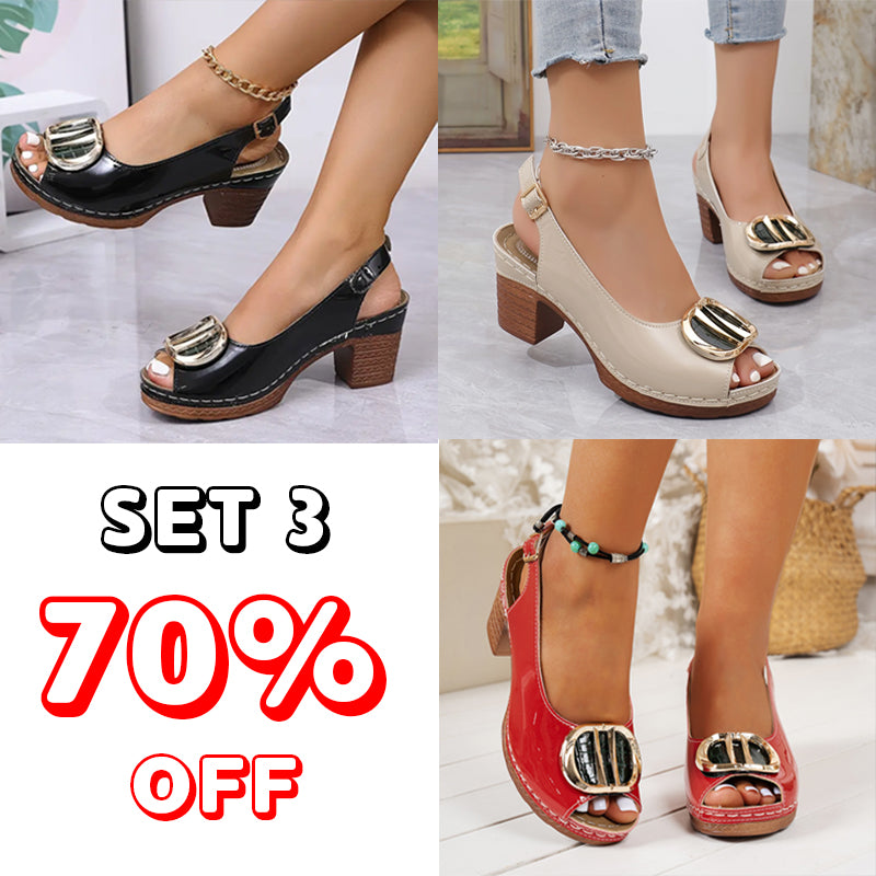 🔥Best Seller-Last Day Sale 50% OFF🔥 Women's Trendy Chunky Heel Sandals with Buckle Strap