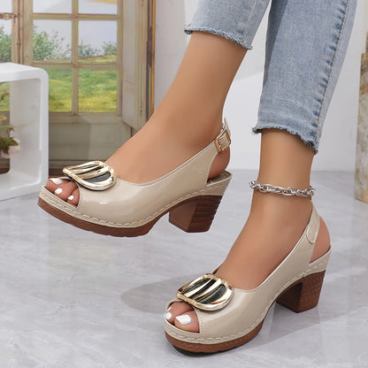 🔥Best Seller-Last Day Sale 50% OFF🔥 Women's Trendy Chunky Heel Sandals with Buckle Strap