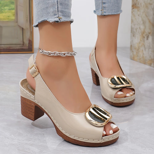🔥Best Seller-Last Day Sale 50% OFF🔥 Women's Trendy Chunky Heel Sandals with Buckle Strap