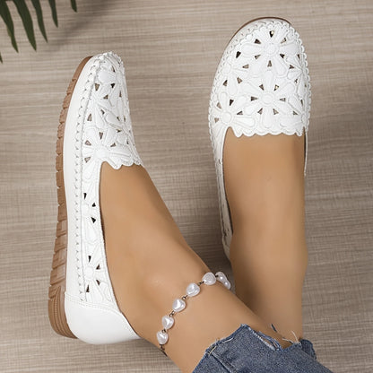 Women's Slip-On Flats – Cut-Out Lace Design, Lightweight, All-Season Comfort