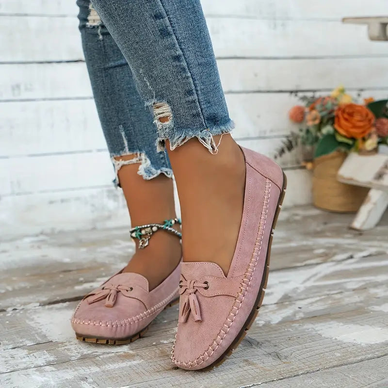 Solid Color Flat Shoes, Lightweight, Anti-Slip, Breathable, Orthopedic, Casual, Plain Toe For Women
