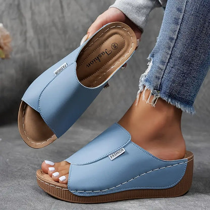 Comfortable Arch Support Slides - Women's Solid Color Sandals - Breathable