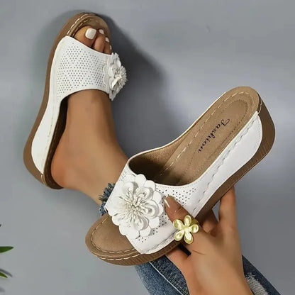 Comfortable non-slip solid color open-toe wedge sandals for women